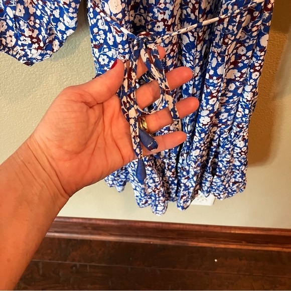 Apiece Apart Mini Mitte Dress in Piet Floral Blue, size XS, Flowy Drapey Spring - Picture 7 of 13